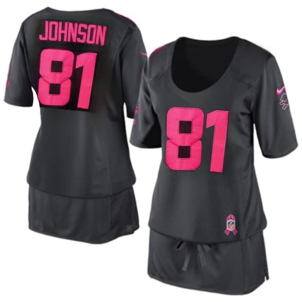 Nike gray pink Detroit Lions Calvin Johnson breast cancer NFL jersey dress XL